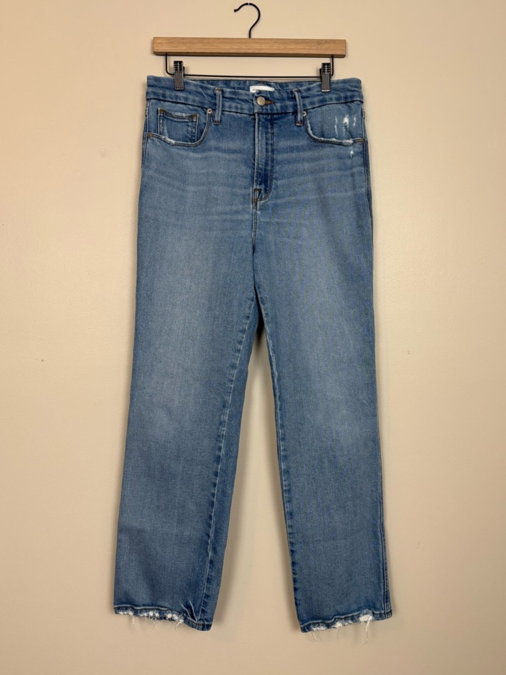 Good American Jeans Womens 10 Good Curve Straight Leg High Rise Denim in Blue